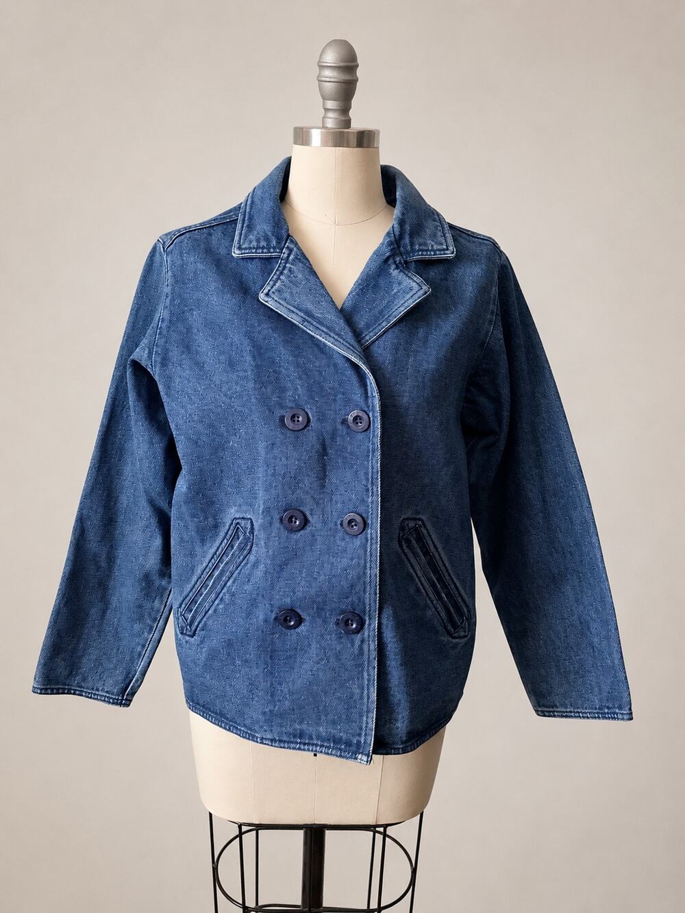 90s VTG High Sierra Denim Jacket L Double Breasted Cotton Blue USA Casual